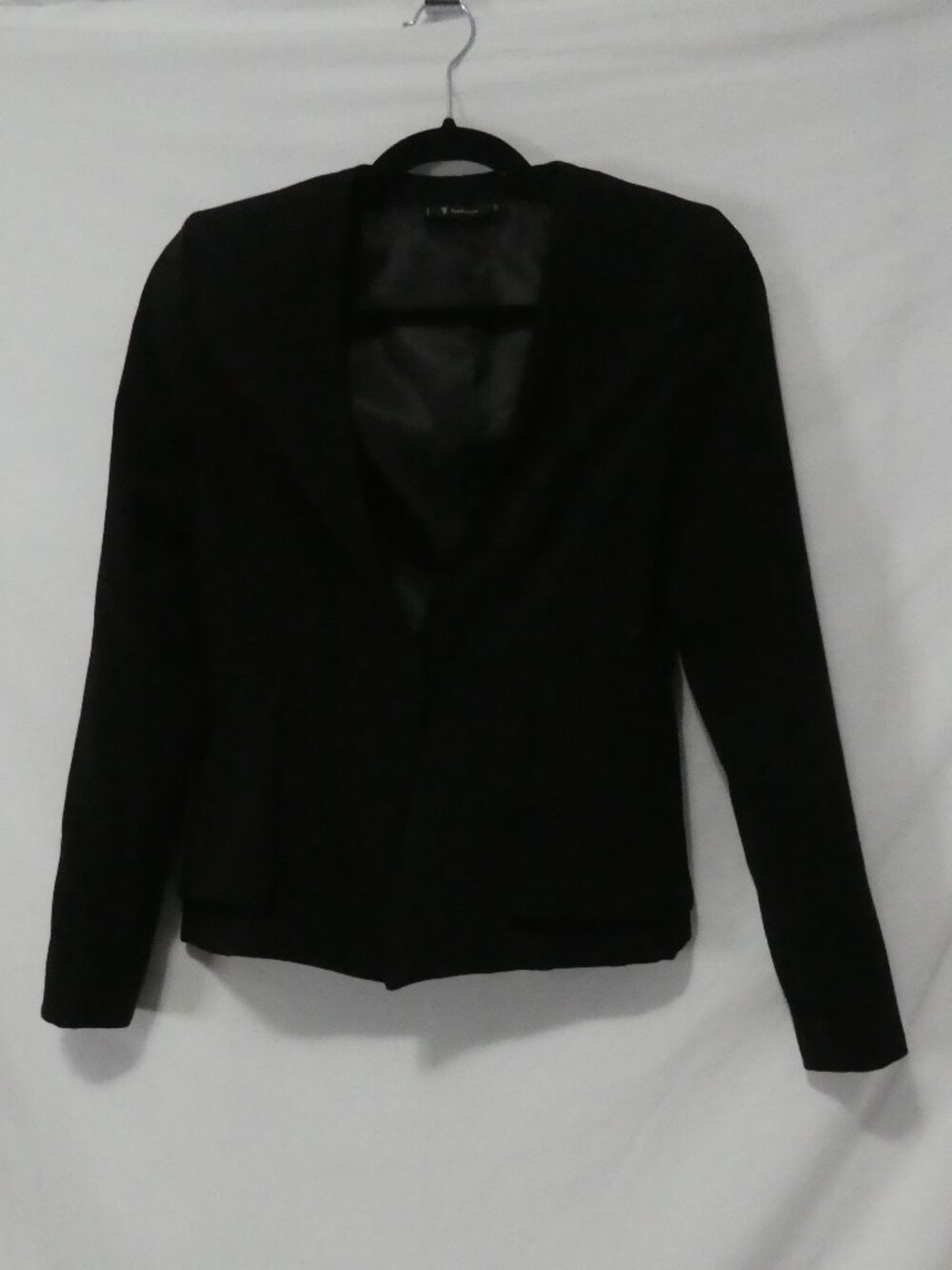VAN HEUSEN Black Collarless Single Snap Button Fastened Blazer Jacket - size XS